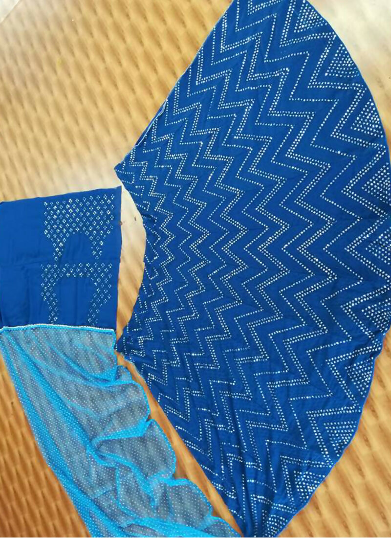 Jyoti Fashion Blue Thread Embroidery Georgette Designer Lehenga Choli with Dupatta