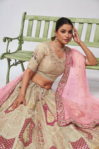 Kesar Fab Ivory Silk Embroidered Lehenga