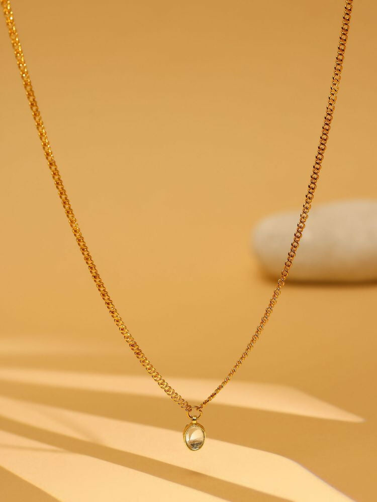 Minimalist Kundan Gold Necklace - Ruby Raang