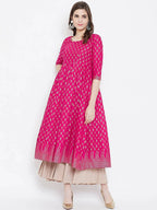 Cheera Embellished Daily Wear Cotton Blend Kurta - Pink