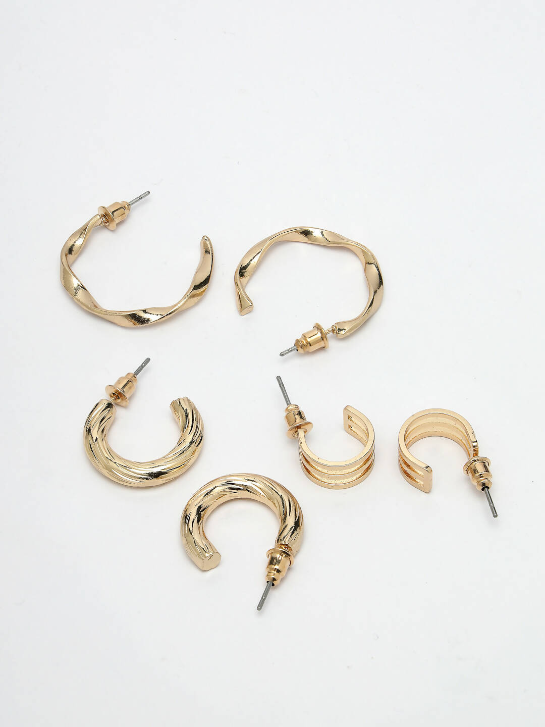 NVR Women's Set of 3 Gold-Plated Hoop Earrings - Distacart
