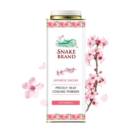 Snake Brand Japanese Sakura Prickly Heat Cooling Talcum Powder
