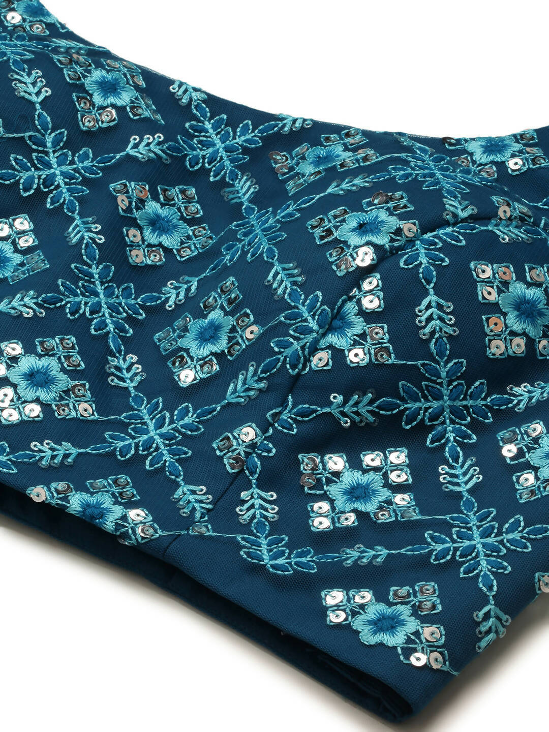 House of Panchhi Teal Net Sequinse Work Lehenga & Blouse, Dupatta