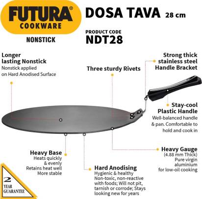 Hawkins Futura Non-stick Dosa Tava 28 cm Diameter (NDT28)
