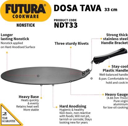 Hawkins Futura Non-stick Dosa Tava 33 cm Diameter (NDT33)