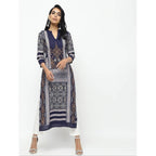 Cheera Navy Blue Straight Printed Kurta