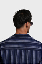 Jonesburg Men's Indigo Stripes Regular Fit Shirt