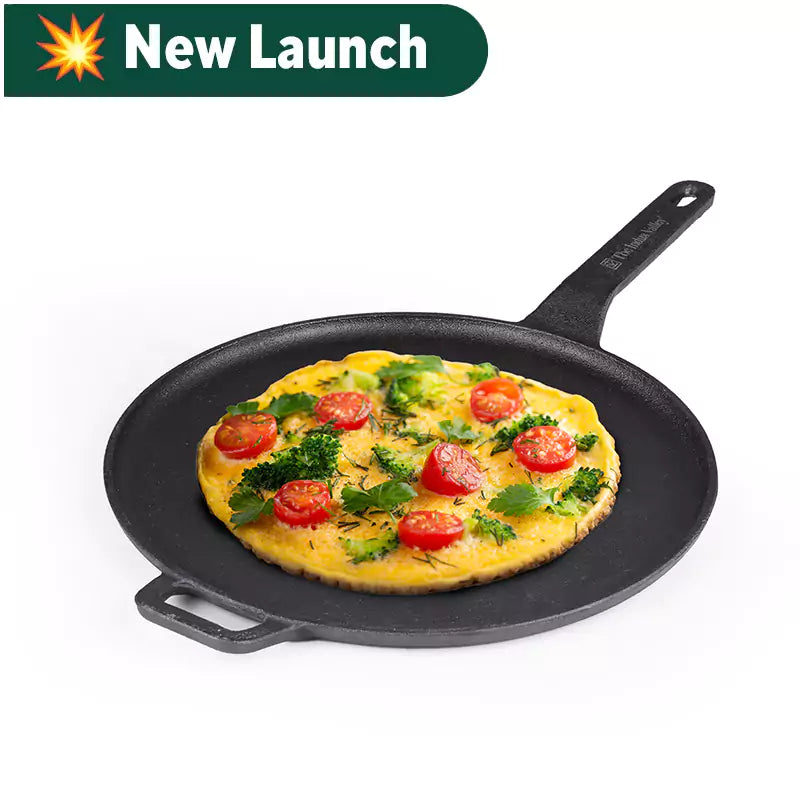 The Indus Valley CASTrong Cast Iron Tawa With Long Handle,Pre-seasoned, Nonstick, 100% Pure, Toxin-free, Induction, 28.5cm, 2.4kg - Distacart