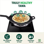 The Indus Valley CASTrong Cast Iron Tawa With Long Handle,Pre-seasoned, Nonstick, 100% Pure, Toxin-free, Induction, 28.5cm, 2.4kg - Distacart