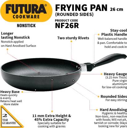 Hawkins Futura Non-stick Rounded Sides Frying Pan 26 cm Diameter 1 L (NF26R)