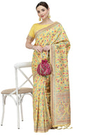 Yellow Silk Blend Woven Design Saree With Unstitched Blouse Piece - Aloki