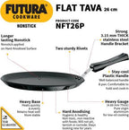 Hawkins Futura Non-stick Flat Tava 26 cm Diameter (NFT26P)