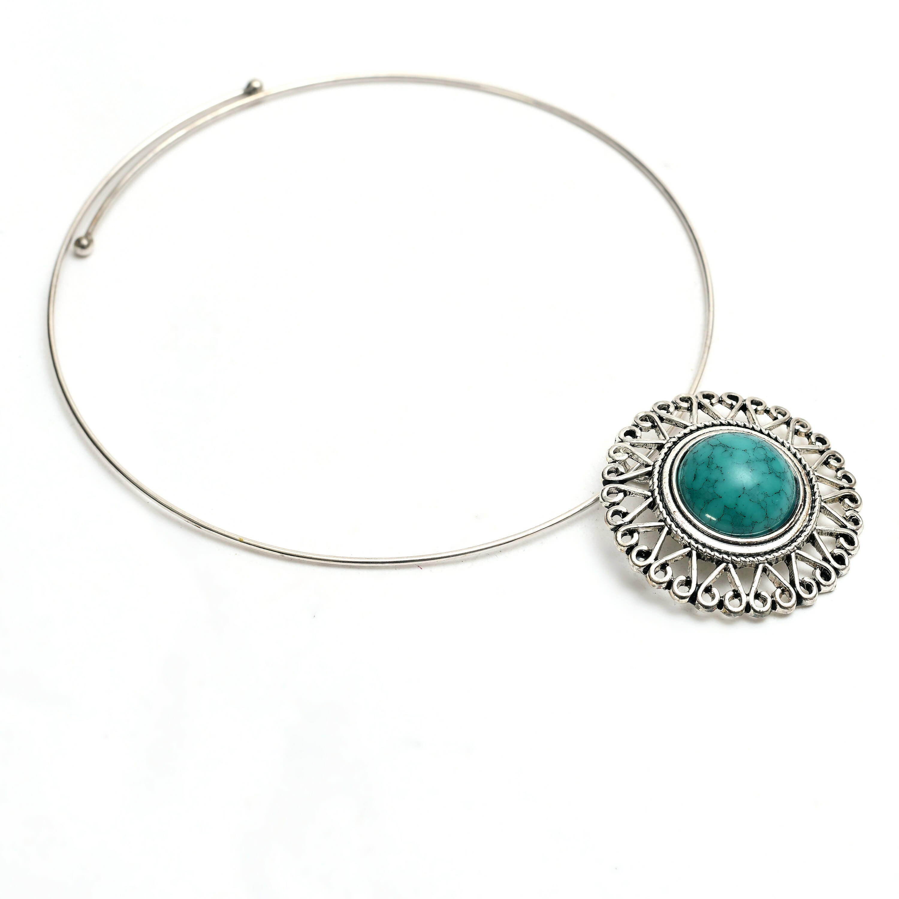 Mominos Fashion Johar Kamal Oxidised Silver-Plated Stone Work Necklace Handicraft - Distacart