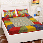 Vamika Printed Cotton Red & Multicolor Bedsheet With Pillow Covers (LEOC_CHOK_R)