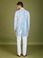 Vastranavya Ombre Blue Premium Real Georgette Thread Sequence & Embroidery work Kurta