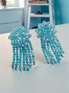 Inhanns Handmade Crystal Water Fall Earrings - Short - Sky Blue - Distacart