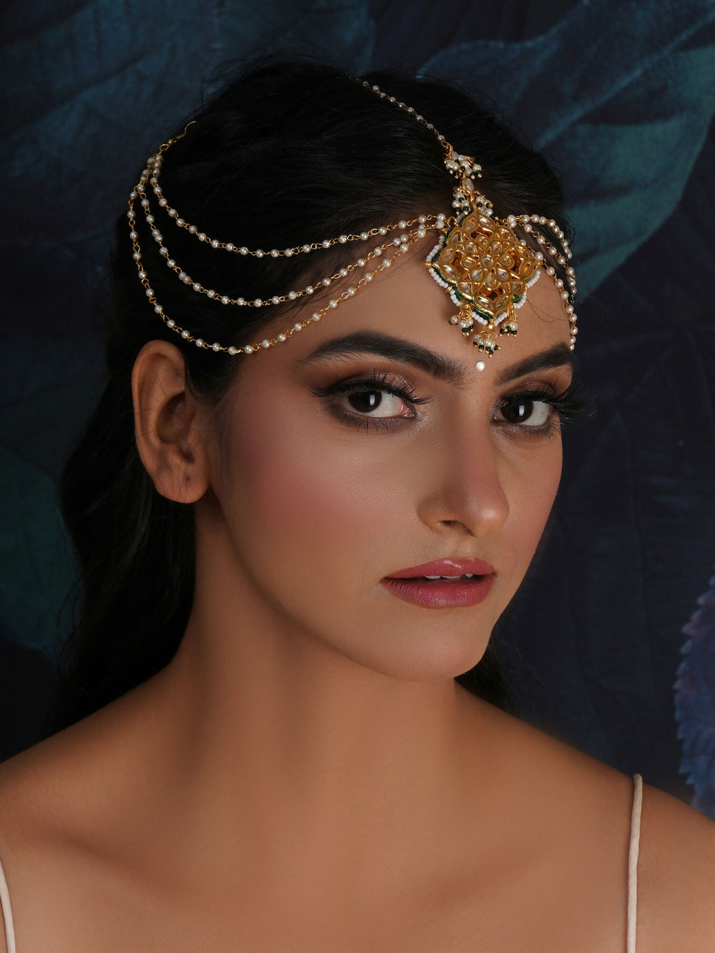 Layered Pearl Matha Patti (Gold) - Ruby Raang - Distacart