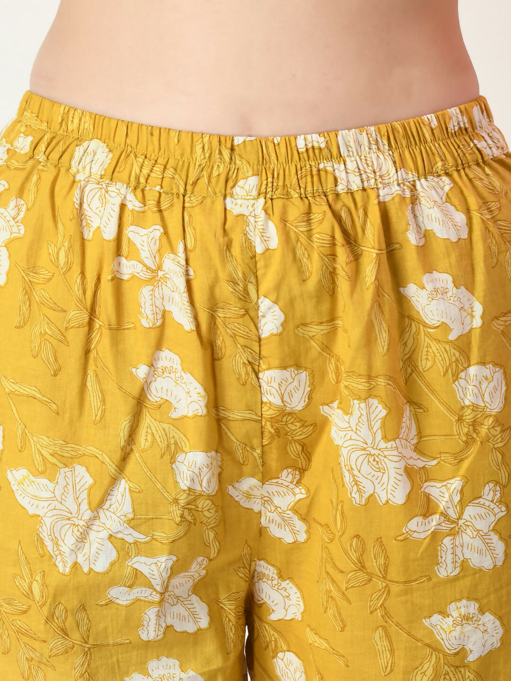 Myshka Women's Yellow Printed Kurta With Trousers