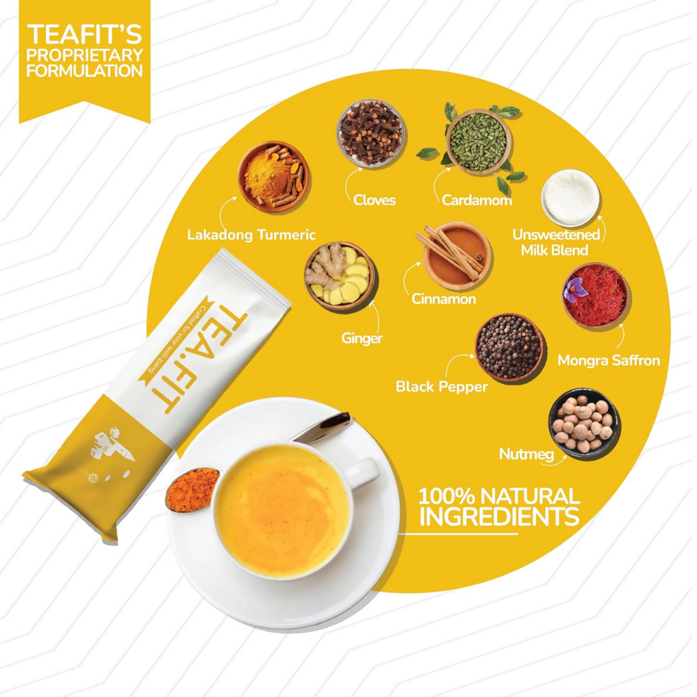 TeaFit AM/PM Wellness No Sugar Tea Premix - Ginger Tea & Turmeric Latte - Distacart