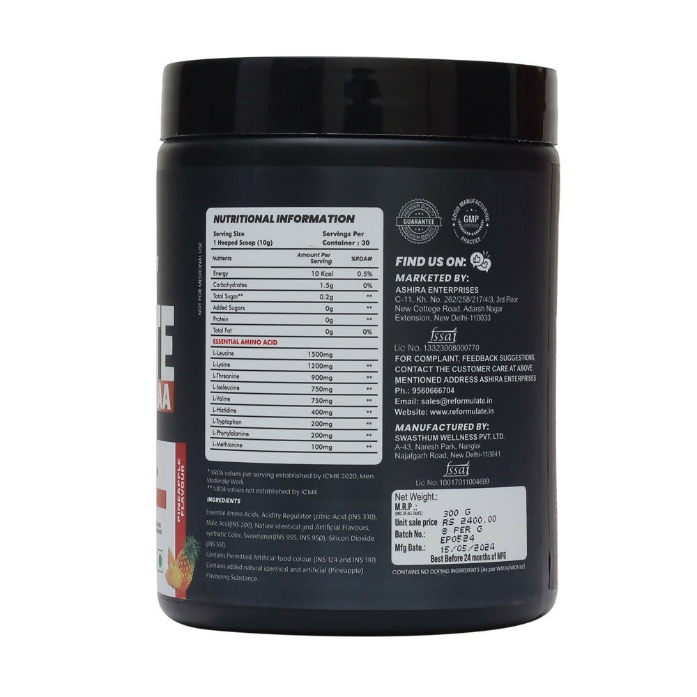 Reformulate Hydrate EAA I Supports Muscle Recovery | Zero Added Sugar | Improved Focus I Fluid Balance - Pine Apple