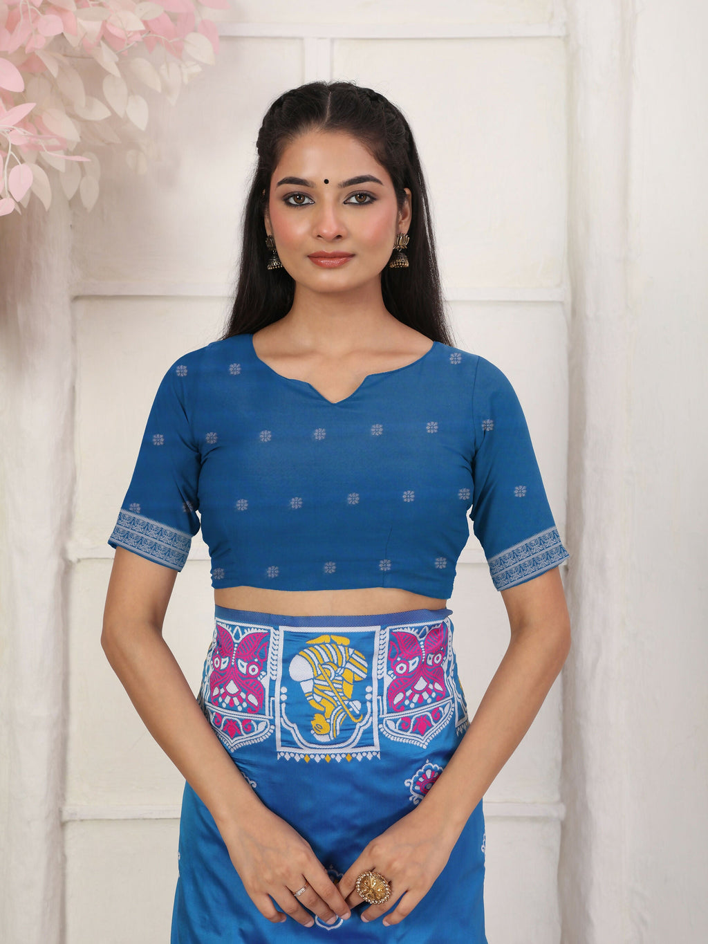 Shree Shyam Fashion Silk Blend Blue Saree - Distacart