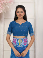 Shree Shyam Fashion Silk Blend Blue Saree - Distacart
