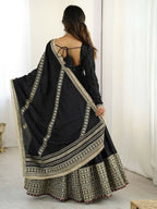 Teeya Creation Black Chinon Silk Gown - Distacart