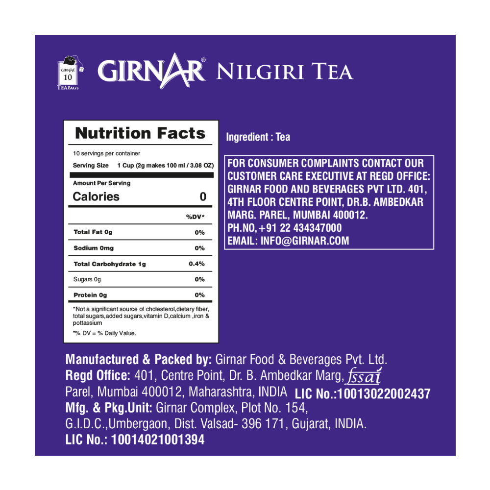 Girnar Single Origin Black Tea Bags - Nilgiri - Distacart