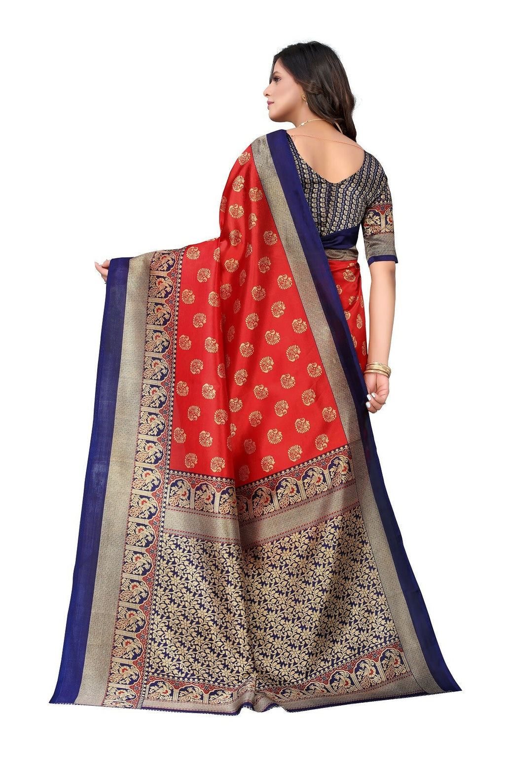 Vamika Red Printed Art Silk Saree