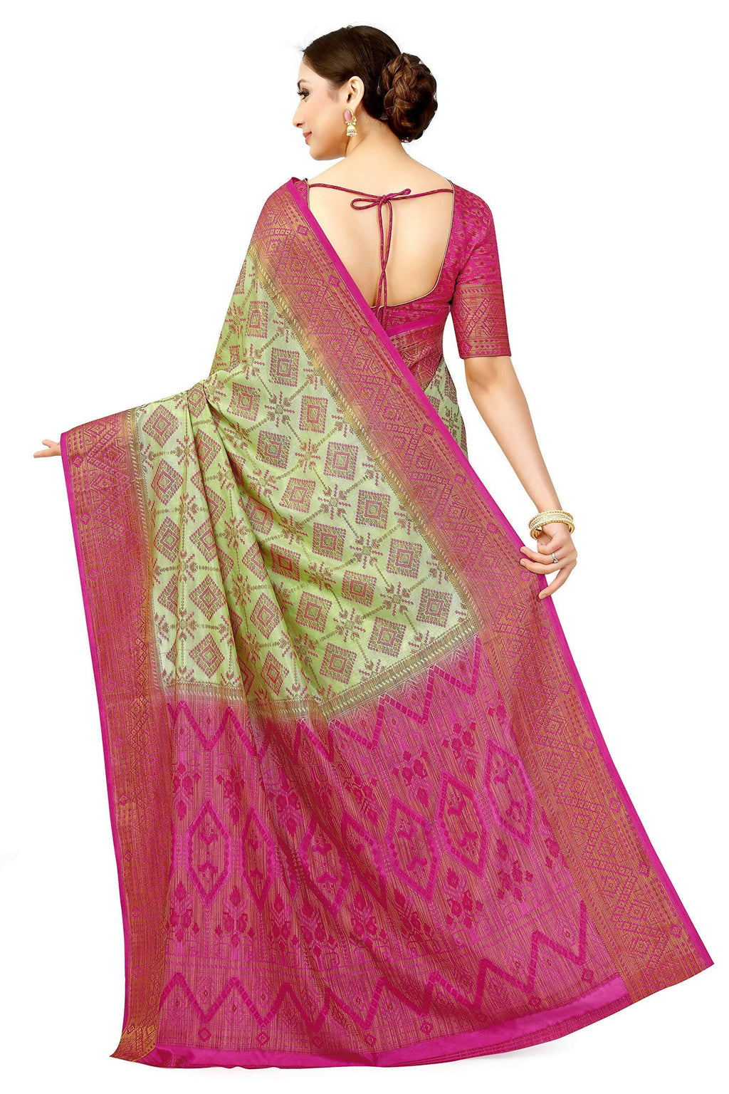Mimosa Women's Patola Style Art Silk Green Saree - Distacart