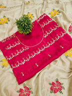 Teeya Creation Cream Rangoli Silk Embroidery Work Party Wear Designer Saree - Distacart