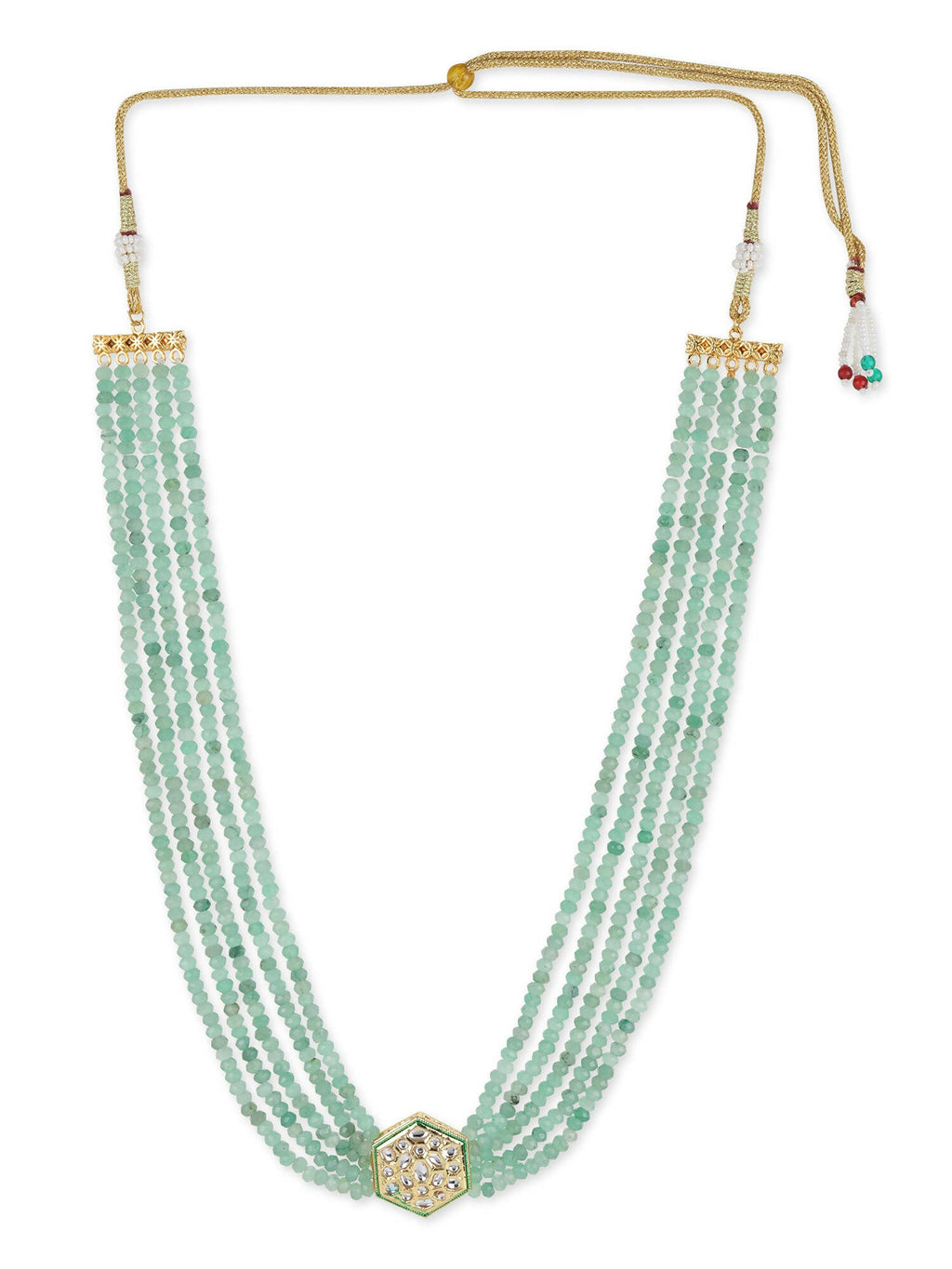 Green Gold-Toned Brass Gold-Plated Necklace - Ruby Raang - Distacart