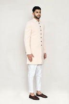 Joban Fashion Cream Colored Terry Rayon Fabric Indo Western With Straight Fit Pant