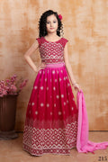 Wedding Designer Pink Georgette Kidswear Lehenga - Aaradhna