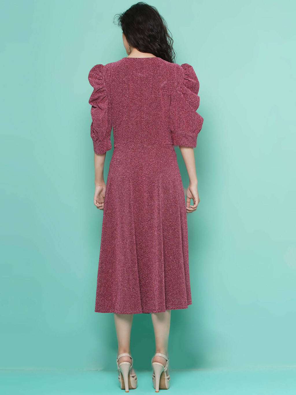 Women Republic Pink Dress with Attached Bow - Distacart