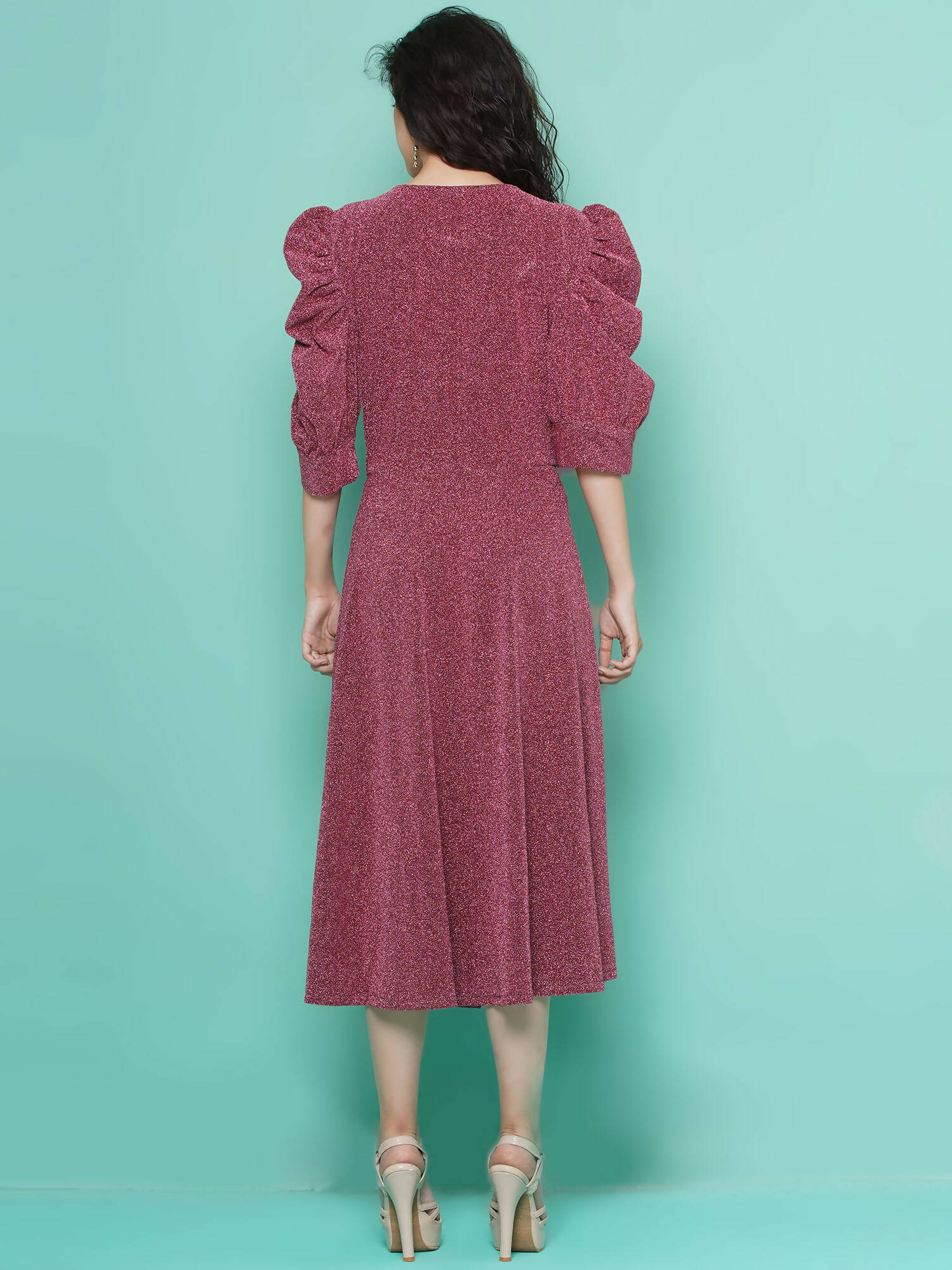 Women Republic Pink Dress with Attached Bow - Distacart