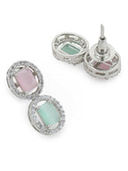 Blush Colored Diamond & Semi Precious Stone Neckpiece with Earrings- Ruby Raang