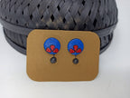 Terracotta Button Studs-Blue