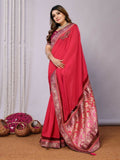 Pink Dual Tone Silk Georgette Thread Zari And Cord Embroidery Handwork Butta Saree - Norita Saumya