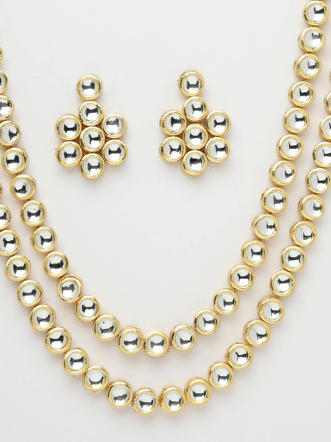 NVR Women's Gold-Plated Kundan 2 Layered Handcrafted Jewellery Sets With Drop Earrings - Distacart