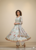 Functional Designer Sky Jam Silk Anarkali suit with Dupatta-Anbazaar - Distacart