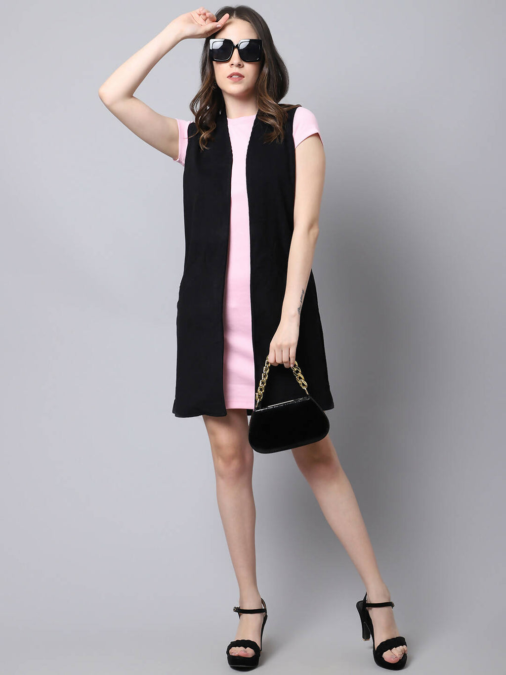 Even Apparels Black Polywool Open Front Corduroy Women's Long Coat - Distacart