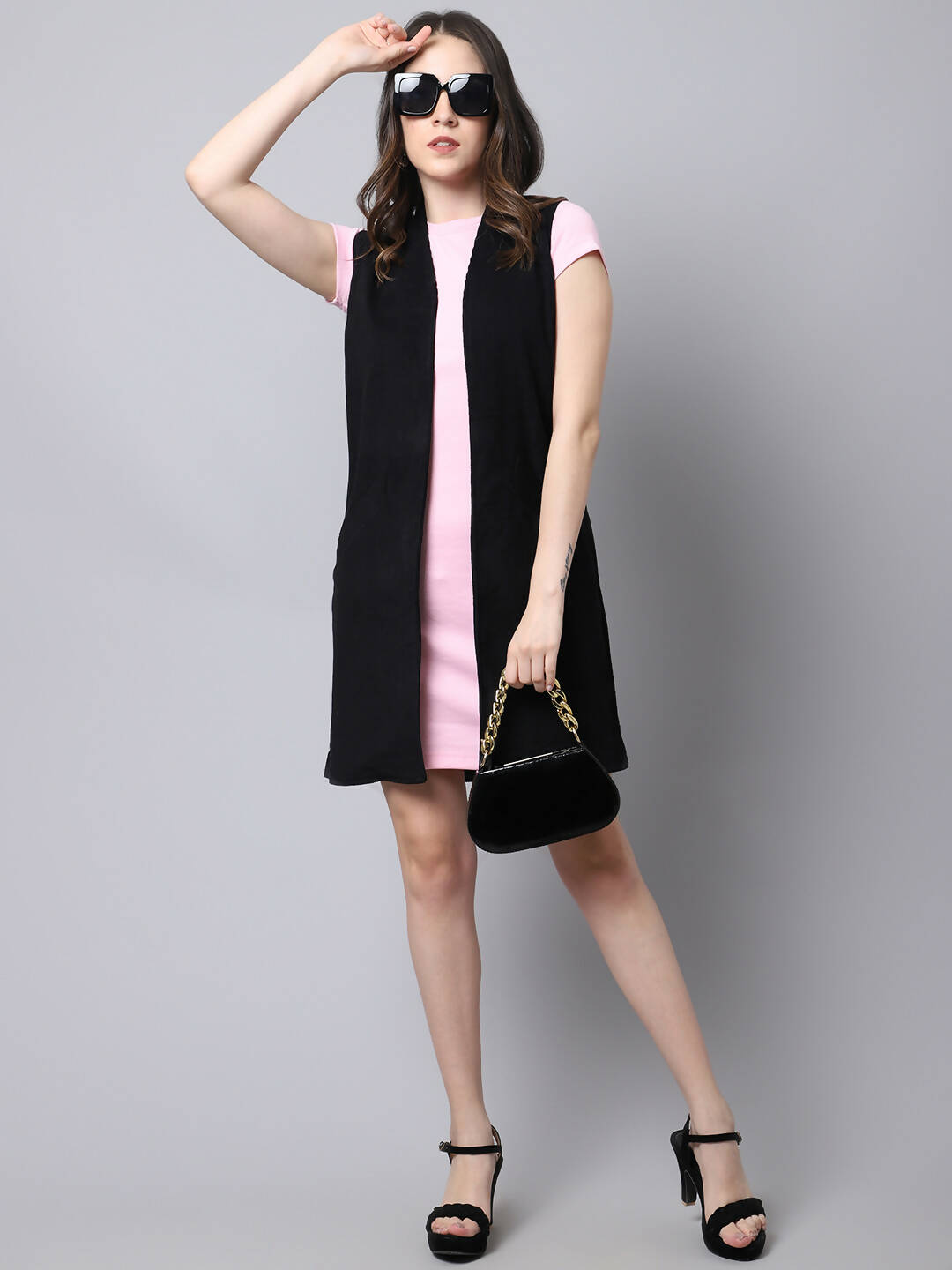 Even Apparels Black Polywool Open Front Corduroy Women's Long Coat - Distacart