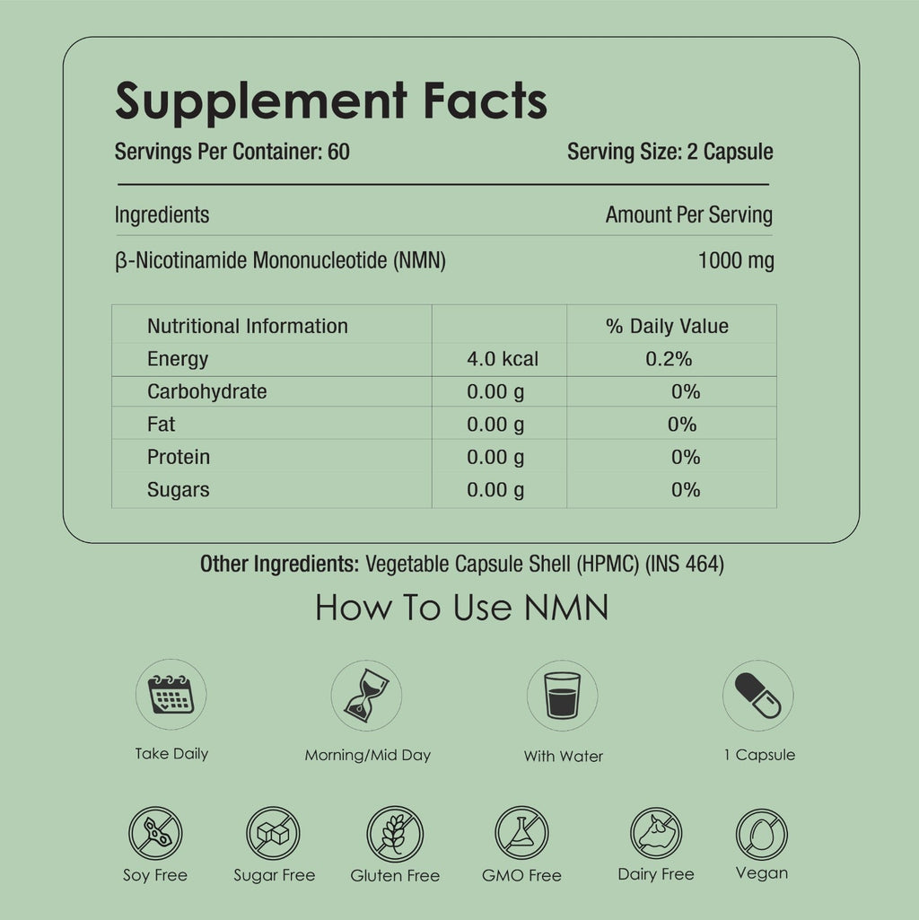 GATACA Pure β-NMN - 1000 mg Capsules, Backed by 21 Patents - Distacart