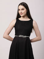 NVR Women Circular Silver Plated Stretchable Metal Belt