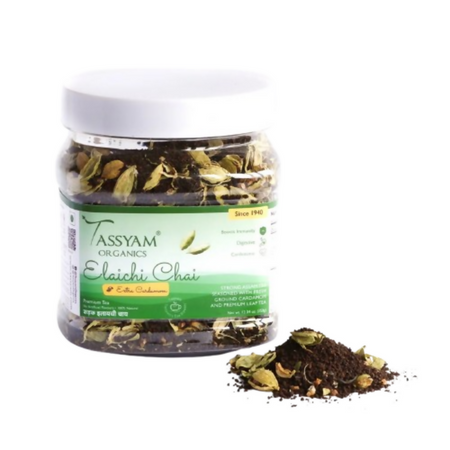 Tassyam Organics Strong Cardamom Tea | Elaichi Chai - Jar