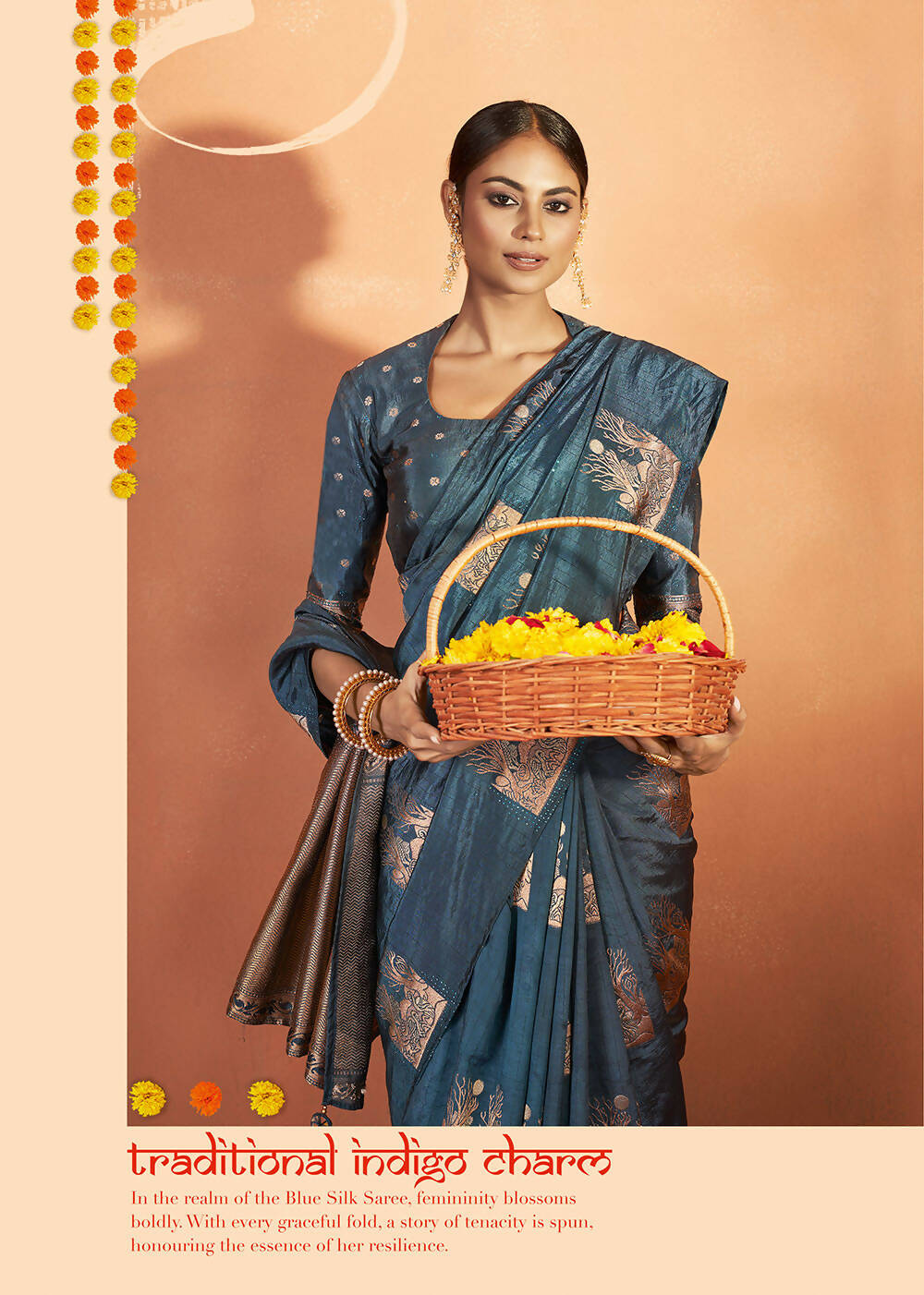 Teal Tusser Silk Woven Design Saree With Unstitched Blouse Piece - Norita Royal Pradha
