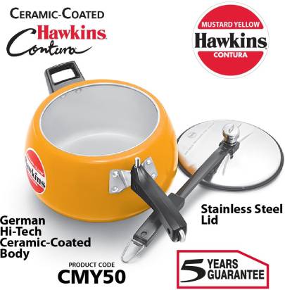 Hawkins Ceramic Coated Contura 5 L Pressure Cooker (CMY50)