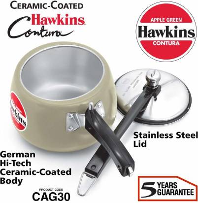 Hawkins Ceramic Coated Contura 3 L Pressure Cooker (CAG30)