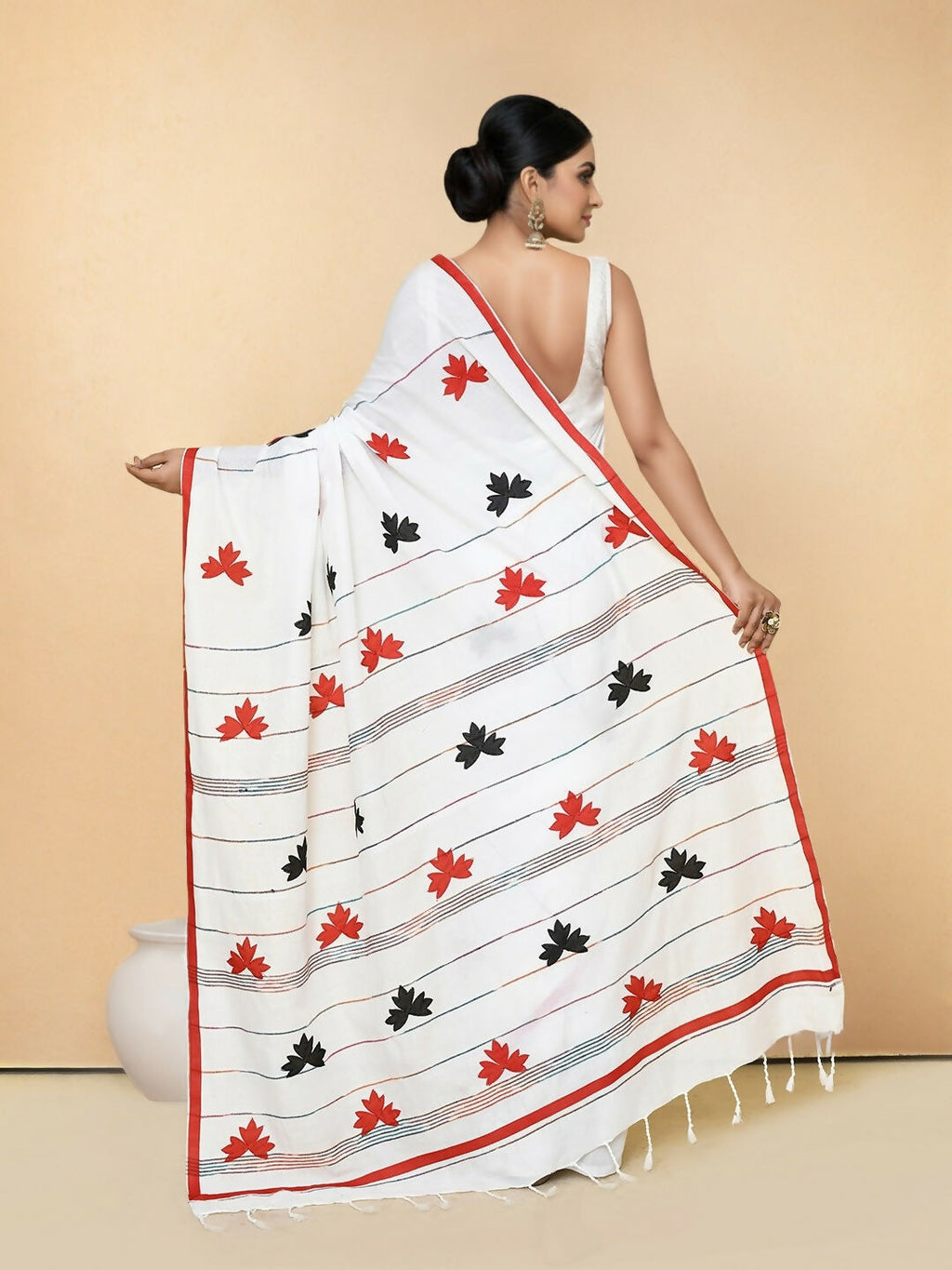 Joban Fashion Multicolor Cotton Applic Saree